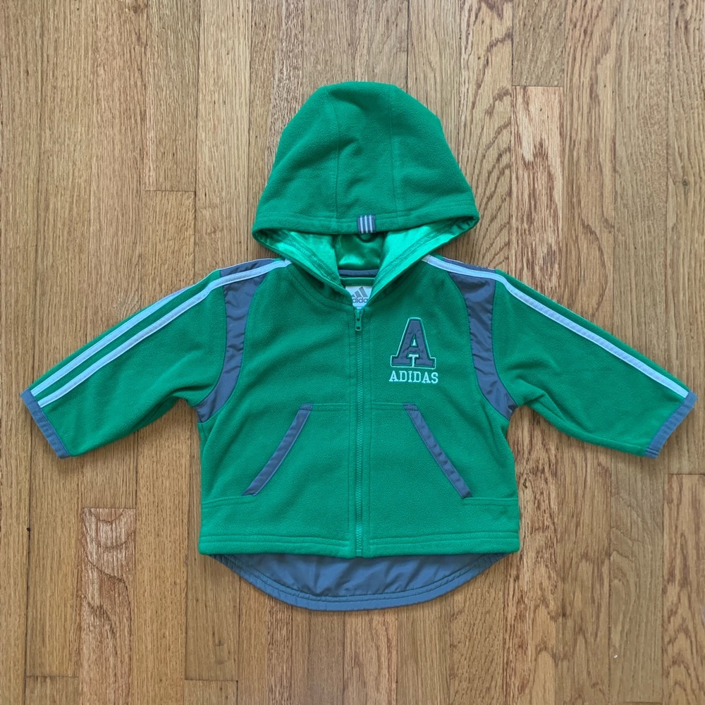 Adidas Baby Fleese Green Jacket Hoodie Size: 12 M